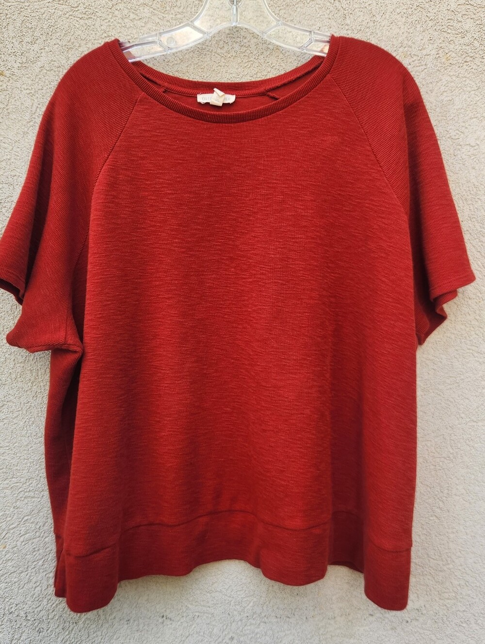 EILEEN FISHER Women's Sweater Extra Large Red Organic Cotton Lagenlook